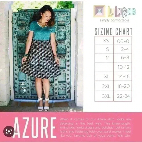 Lularoe ‎ small blue Pam’s roll A-line Azure skirt. - Picture 5 of 5